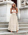 Women's Mesh Tiered Midi Skirt