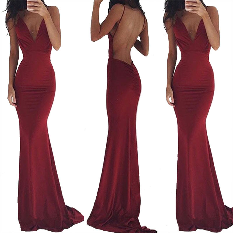 Women's Backless Strappy Maxi Dress