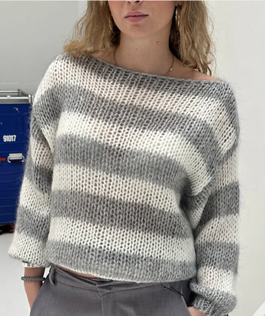 Women's Striped Knit Pullover Sweater