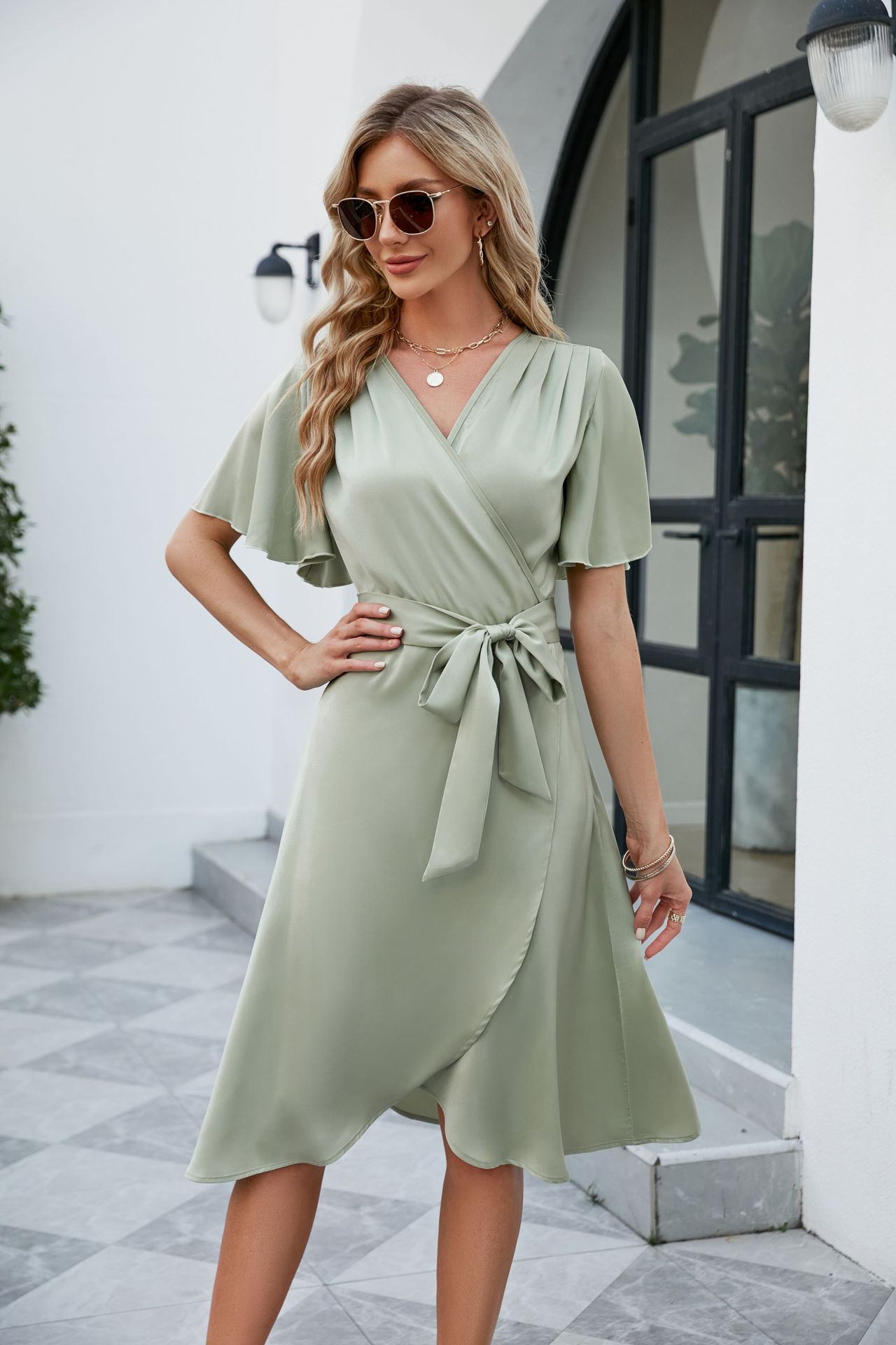 Women's V-Neck Split Maxi Dress