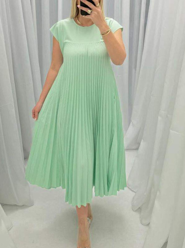 Women's High-Waist Pleated Maxi Dress
