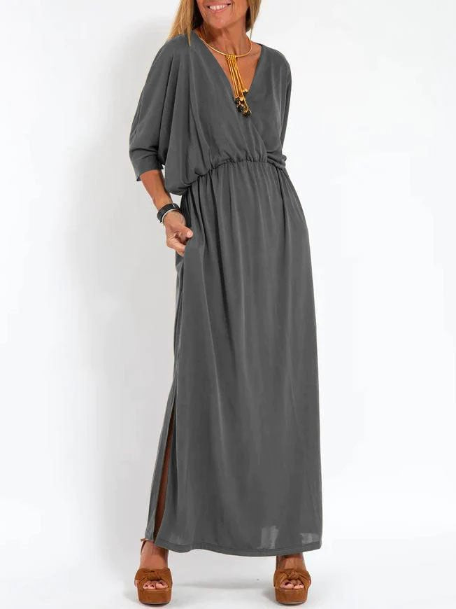 Women's V-Neck Side-Slit Maxi Dress
