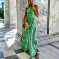 Women's Halter Neck Printed Midi Dress