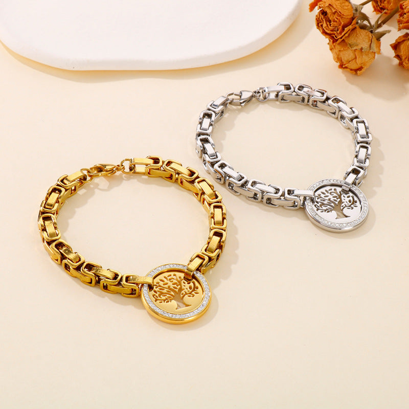 Women's Tree of Life Crystal Bangle Bracelet