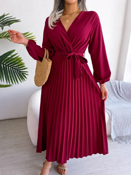 Women's Cross-Pleated Maxi Dress