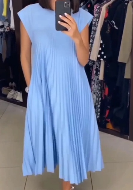 Women's High-Waist Pleated Maxi Dress