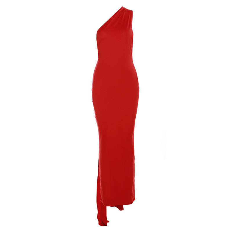 Women's One-Shoulder Backless Maxi Dress