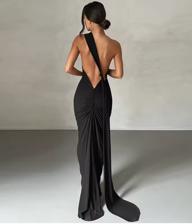 Women's One-Shoulder Backless Maxi Dress