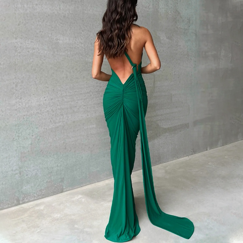 Women's One-Shoulder Backless Maxi Dress
