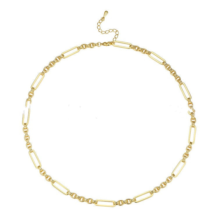 Retro Oval Pendant Necklace – Gold Tone