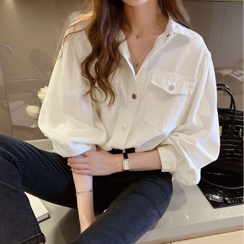 Women's Long Sleeve Blouse with Pockets