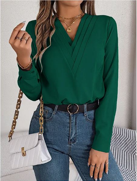 Women's V-Neck Long Sleeve Blouse