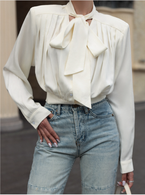 Women's Tie-Waist Long Sleeve Blouse