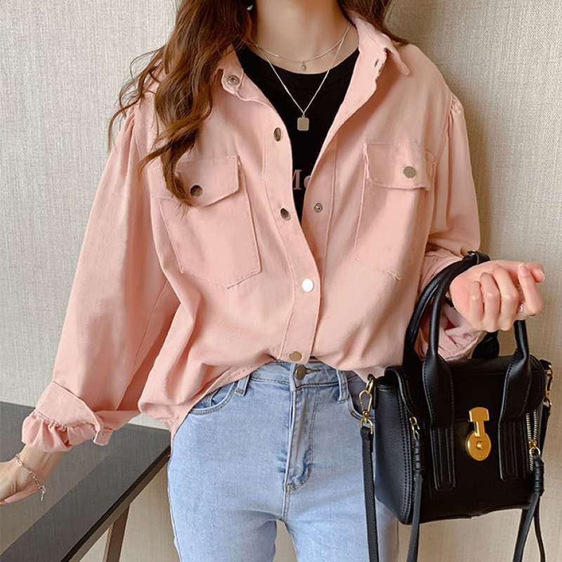 Women's Long Sleeve Blouse with Pockets