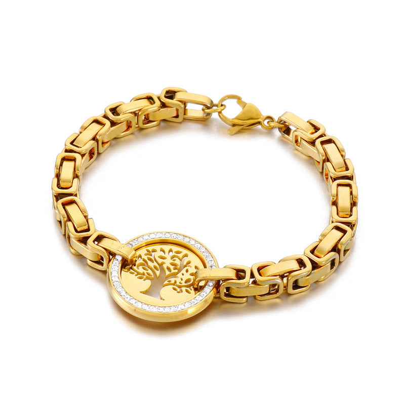 Women's Tree of Life Crystal Bangle Bracelet