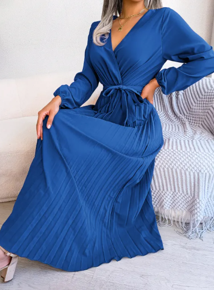 Women's Cross-Pleated Maxi Dress