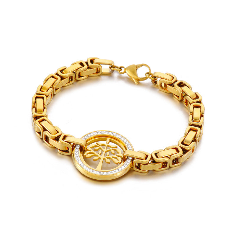 Women's Tree of Life Crystal Bangle Bracelet