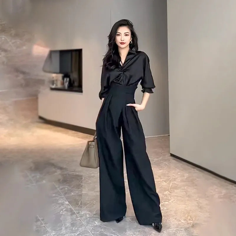 Women's Draped Wide-Leg Pants