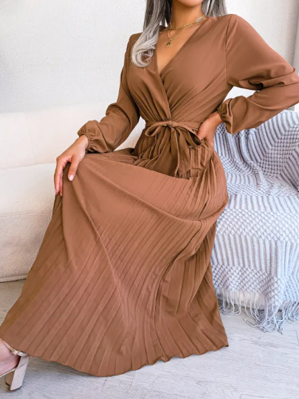 Women's Cross-Pleated Maxi Dress
