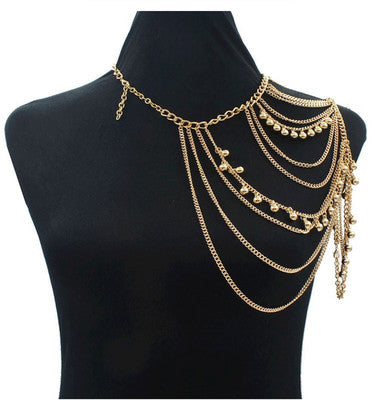 Multi-Layer Tassel Body Chain – Gold Tone