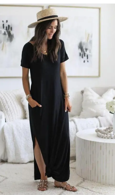 Women's Lounge Maxi Dress – Cotton Blend