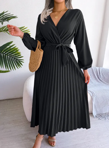 Women's Cross-Pleated Maxi Dress