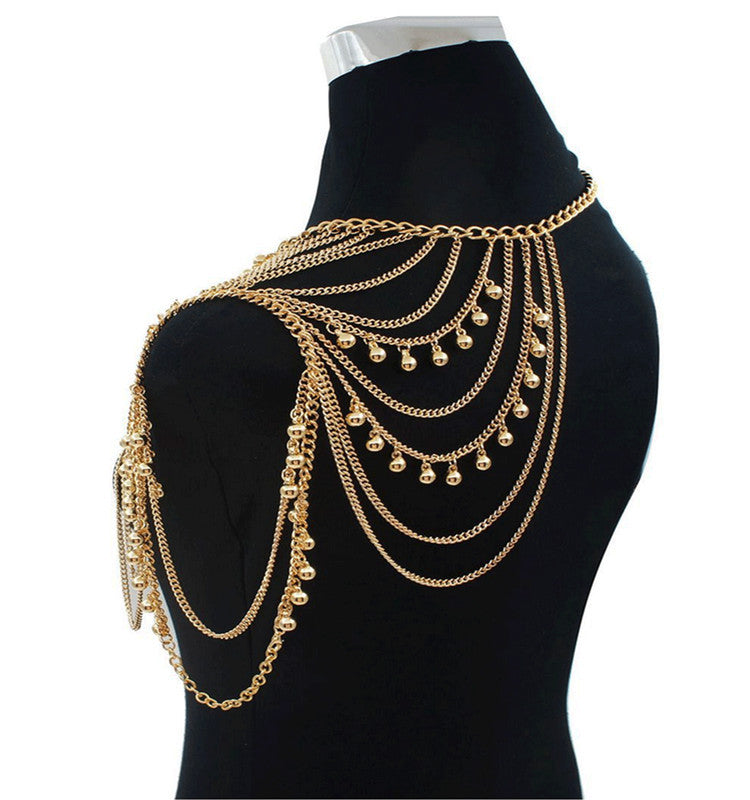 Multi-Layer Tassel Body Chain – Gold Tone