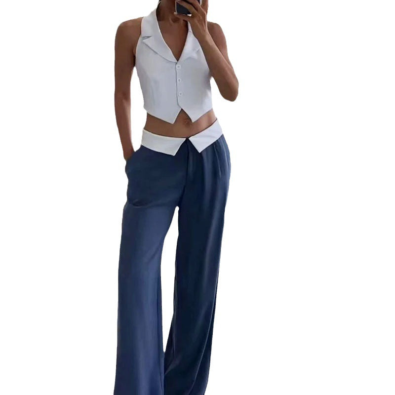 Women's Sleeveless Collarless Two-Piece Set