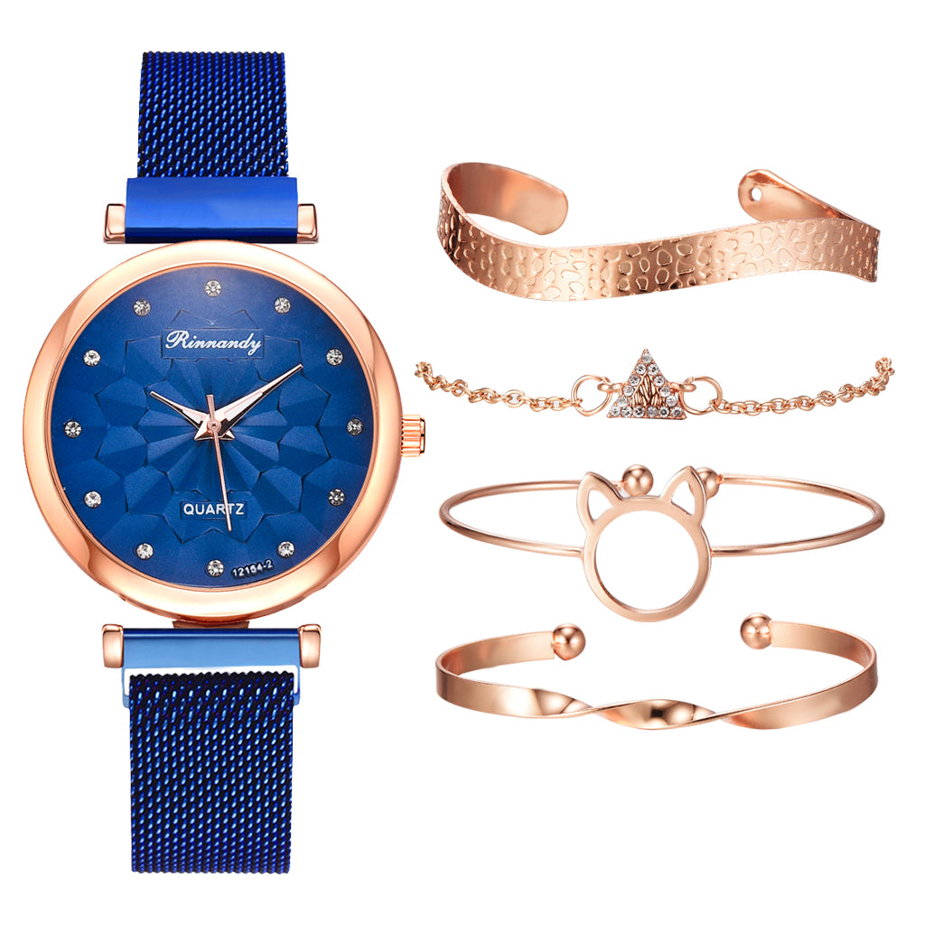 Women's Watch and Bracelet Gift Set – 5 Pieces