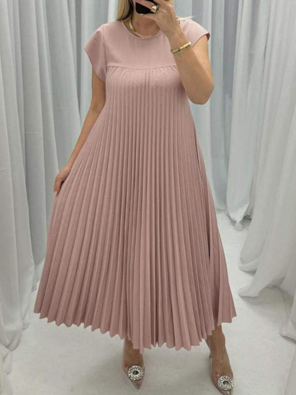 Women's High-Waist Pleated Maxi Dress