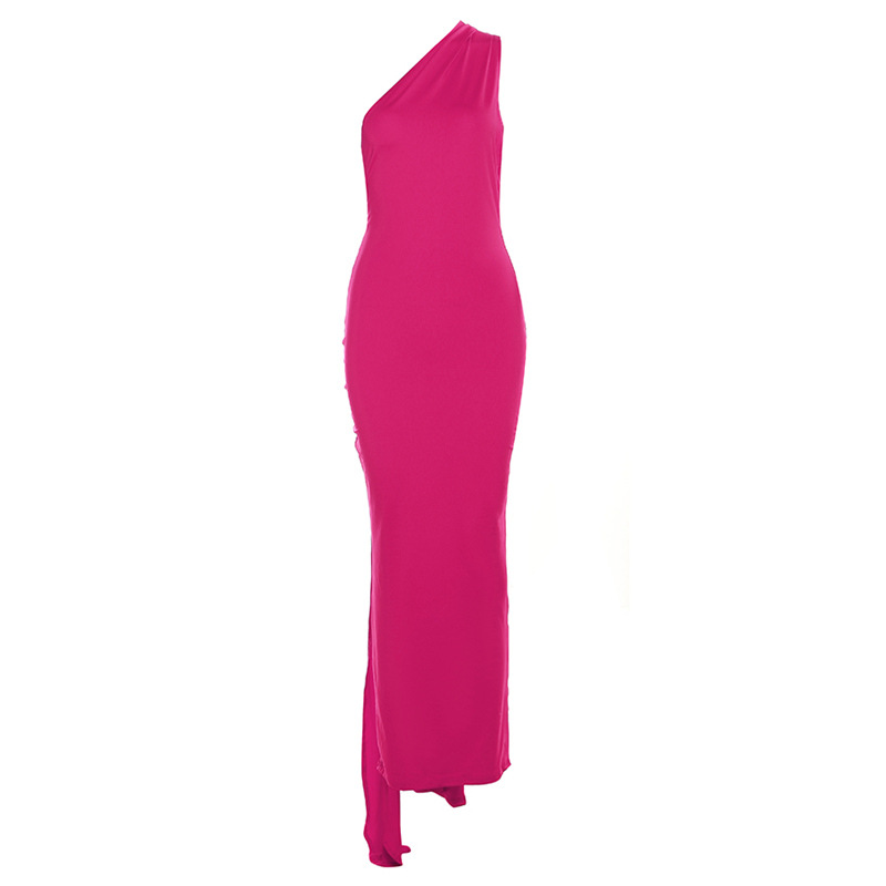 Women's One-Shoulder Backless Maxi Dress