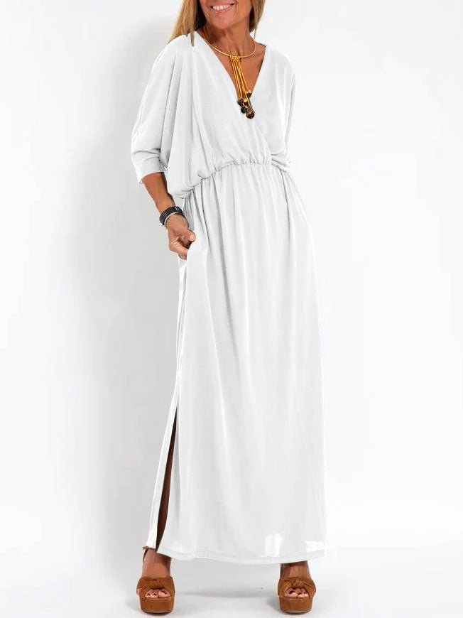 Women's V-Neck Side-Slit Maxi Dress