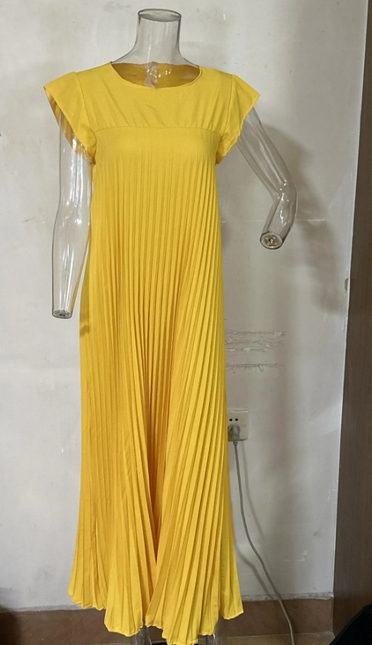 Women's High-Waist Pleated Maxi Dress