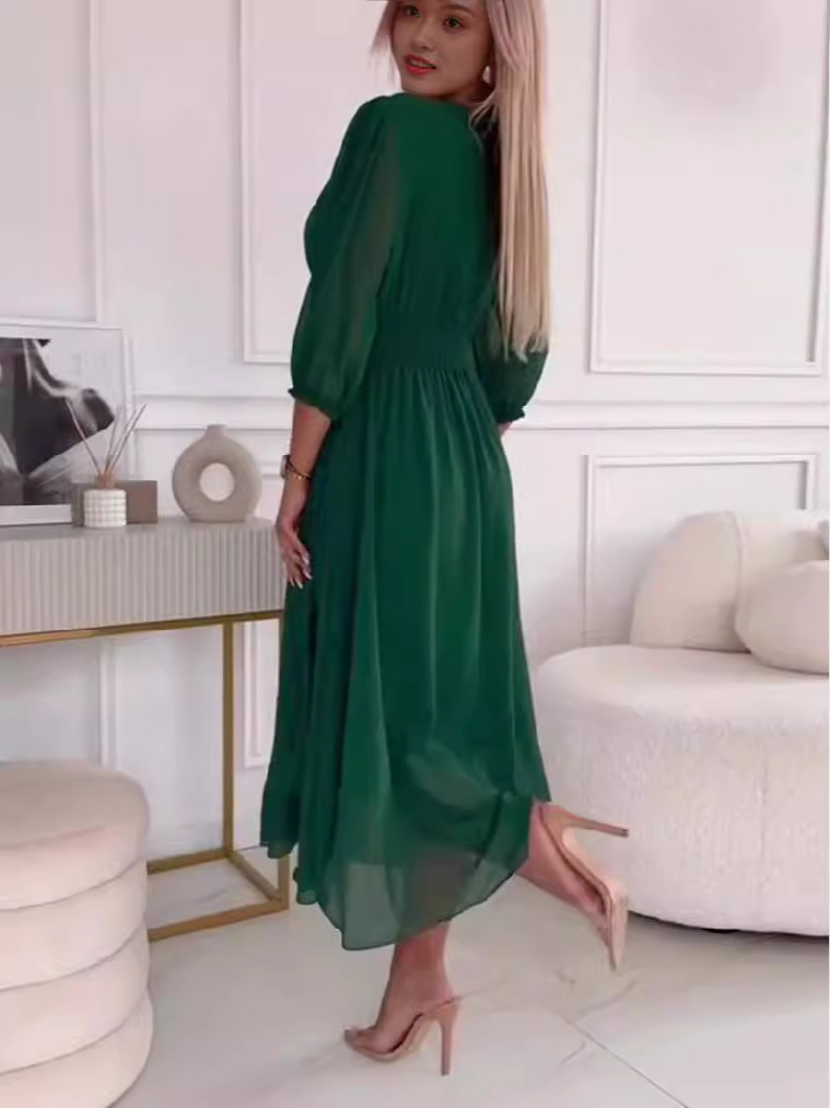 Women's Sheer Mesh Overlay Maxi Dress